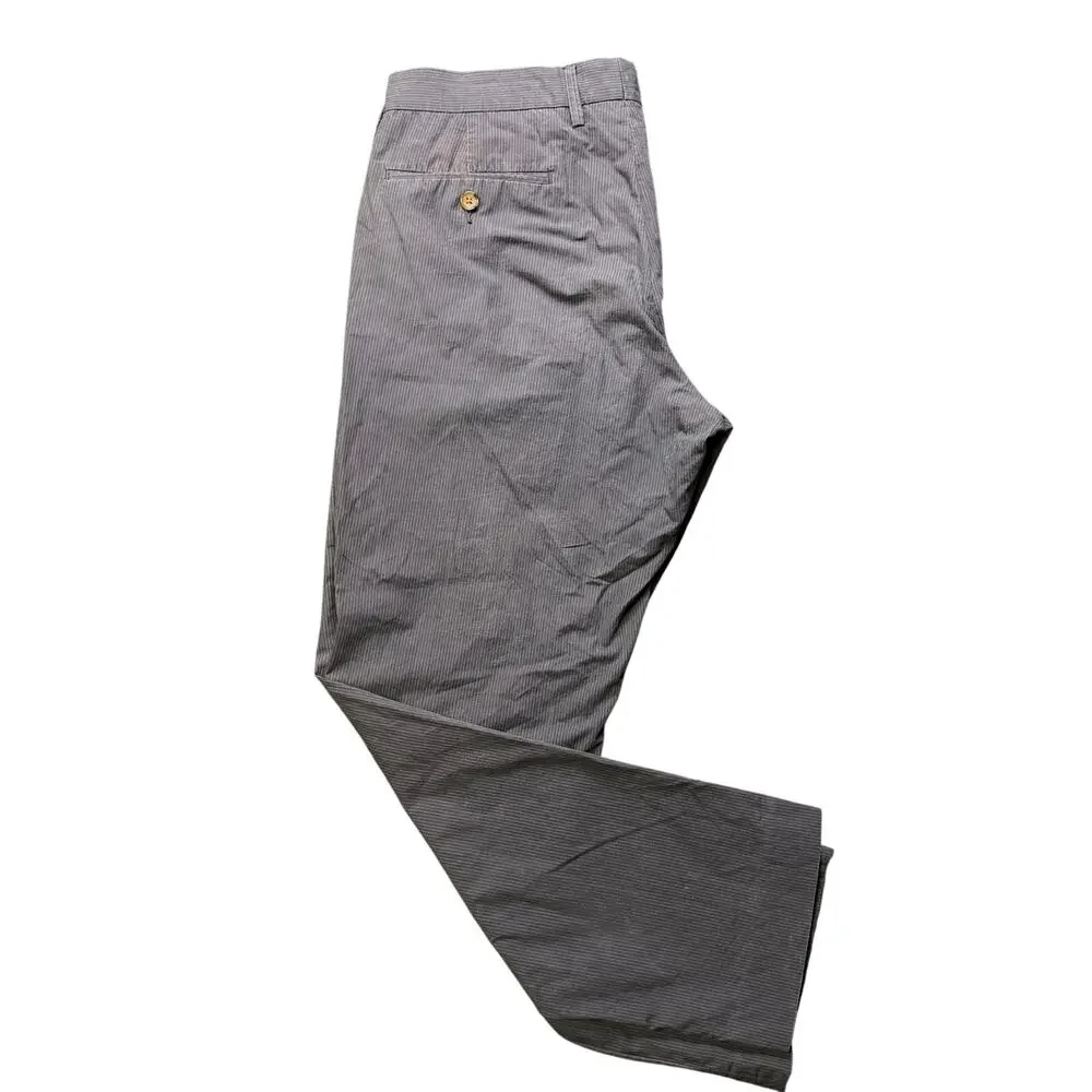 J.Crew Slim Bedford Seersucker Pants Mens 32x30 Navy Blue White Pinstripe Chino